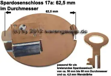 Spardosenschloss 17a: 62,5mm